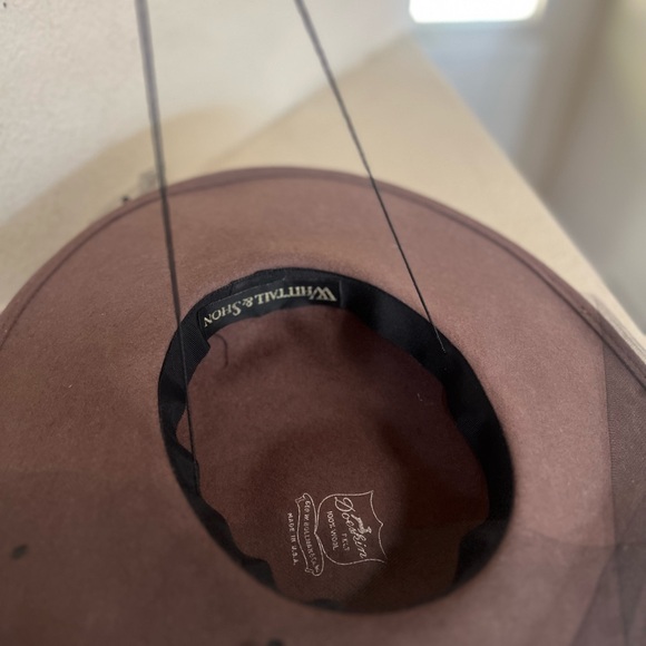 Whittall & Shon Felt 100% Wool Brown Net Sequence Detail Hat Made in USA - Picture 10 of 11